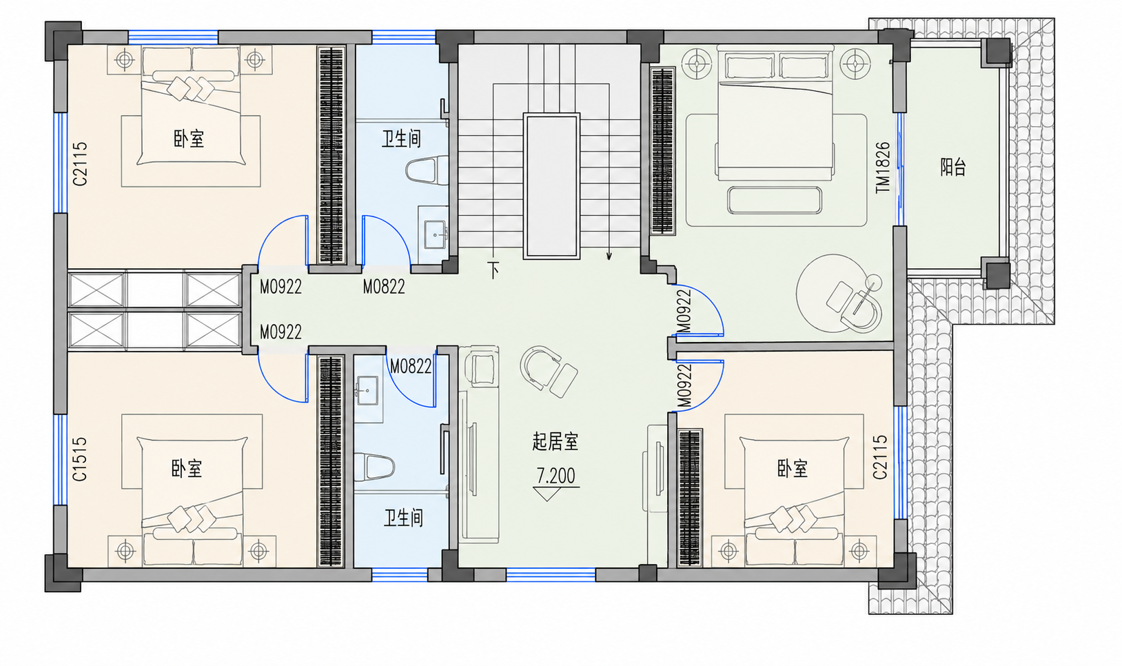 仙桃胡杨旭光村李府平面图